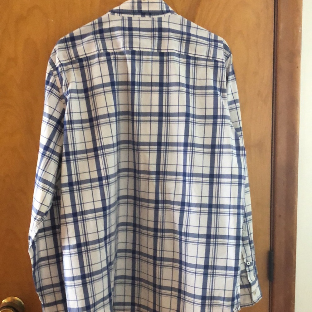 Blue and white cotton shirt. Athletic fit - Picture 3 of 3
